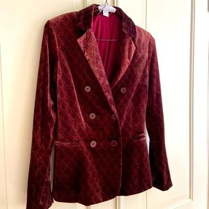 Velvet Crimson and Burgundy Carolina Belle Patterned Blazer